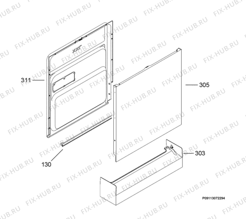 Взрыв-схема посудомоечной машины Rex Electrolux RSF66095WR - Схема узла Door 003